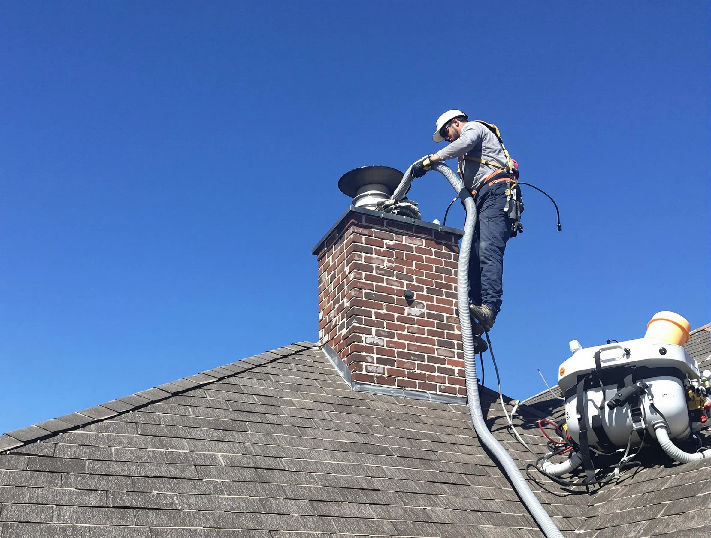 Dedicated Lakewood Chimney Sweep team member cleaning a chimney in Lakewood, CO