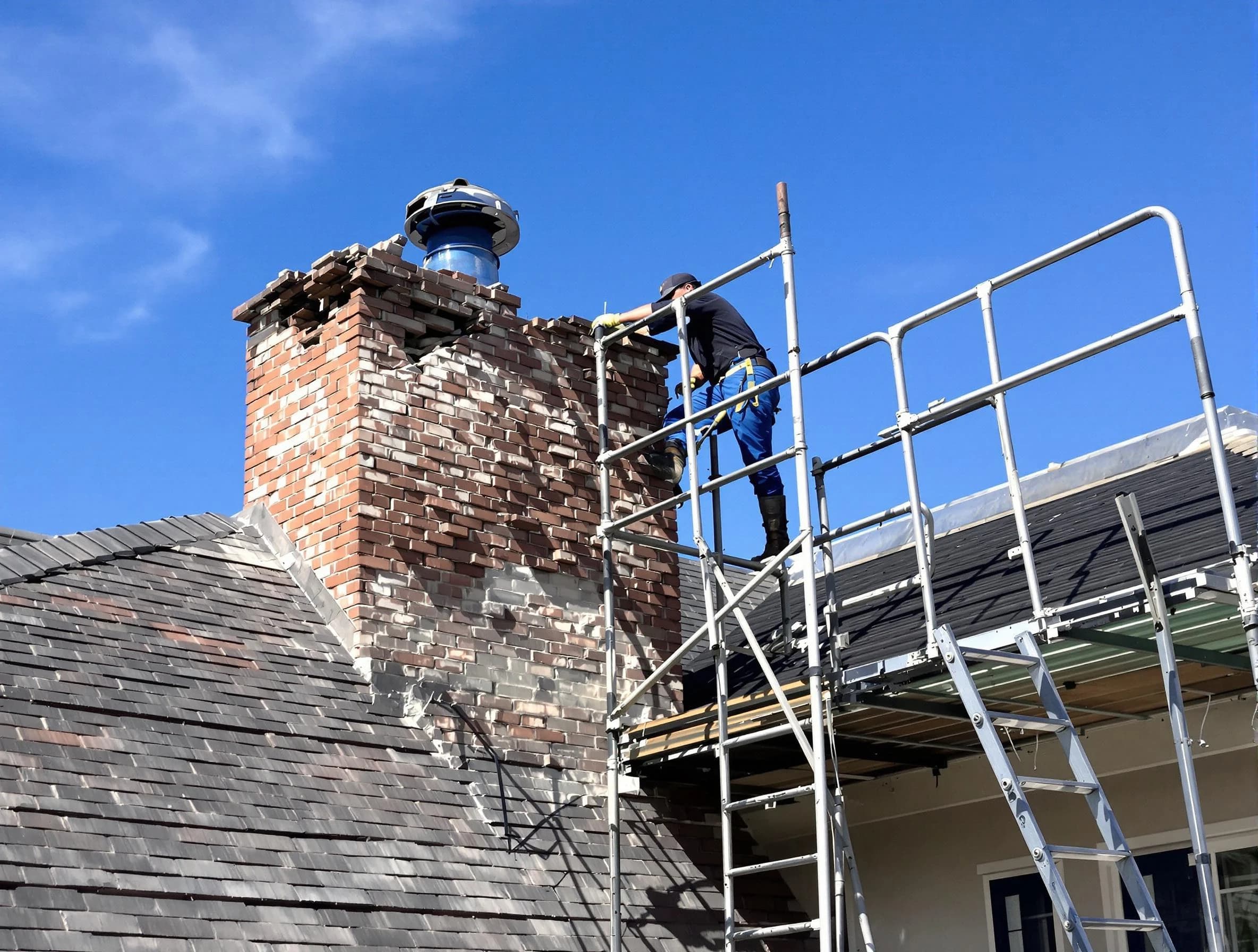 Rebuilding a chimney structure by Lakewood Chimney Sweep in Lakewood, CO