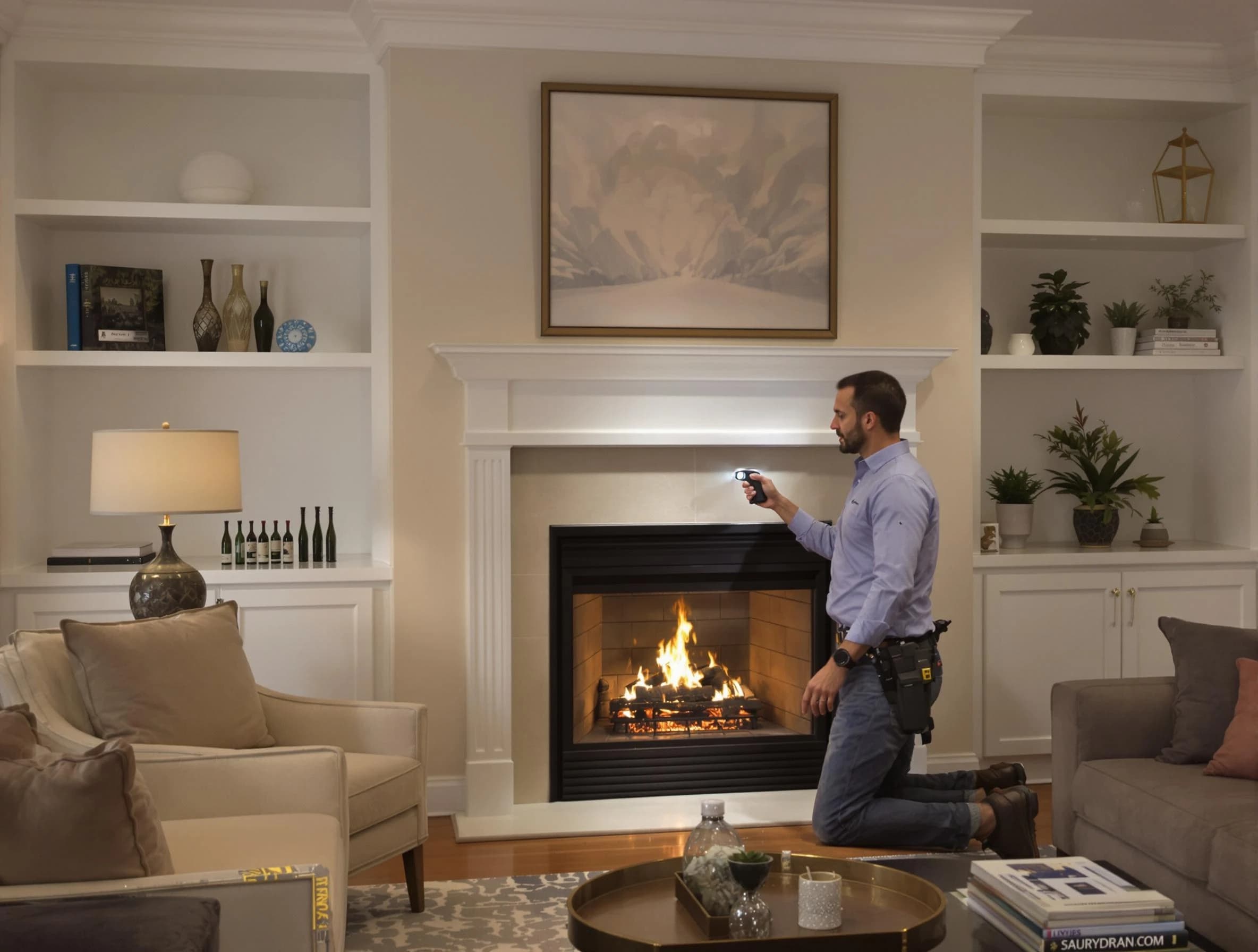 Lakewood Chimney Sweep conducting a fireplace safety inspection in Lakewood, CO