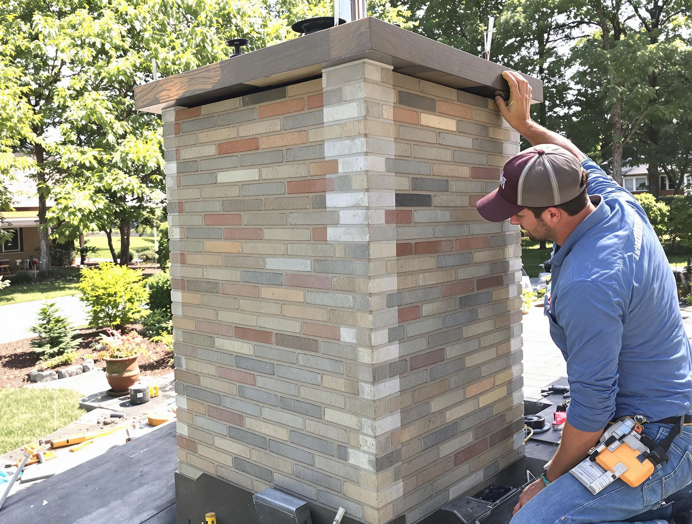 Lakewood Chimney Sweep completing a modern chimney remodel in Lakewood, CO